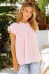 Tiered Sleeve Frilled Neck Dotted Top